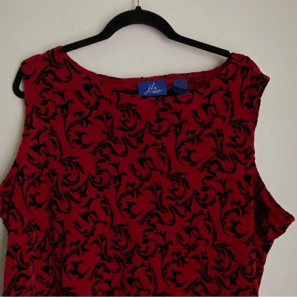 Vintage JH Collectibles Red Top with Black Burnout Velvet Grunge, Layering 3X - Picture 10 of 11